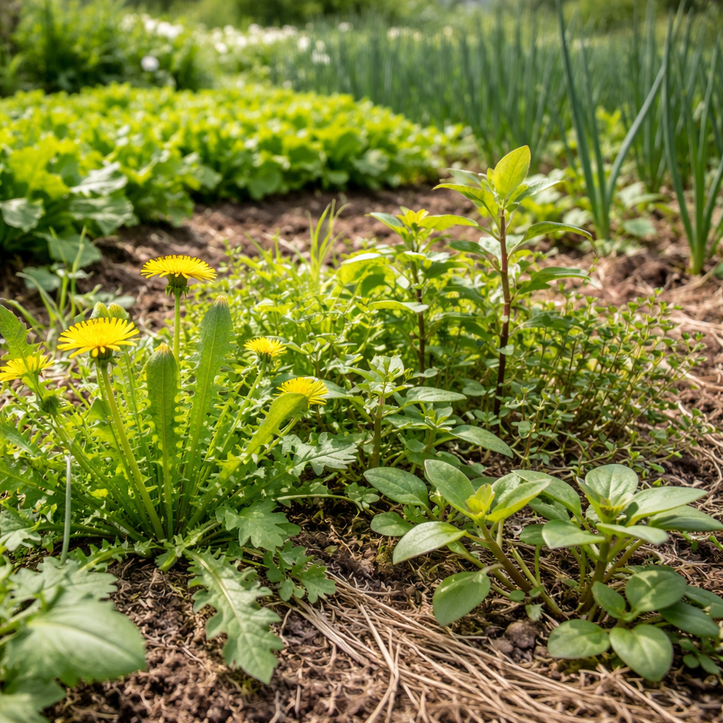 Giardino invaso dalle erbacce di campo