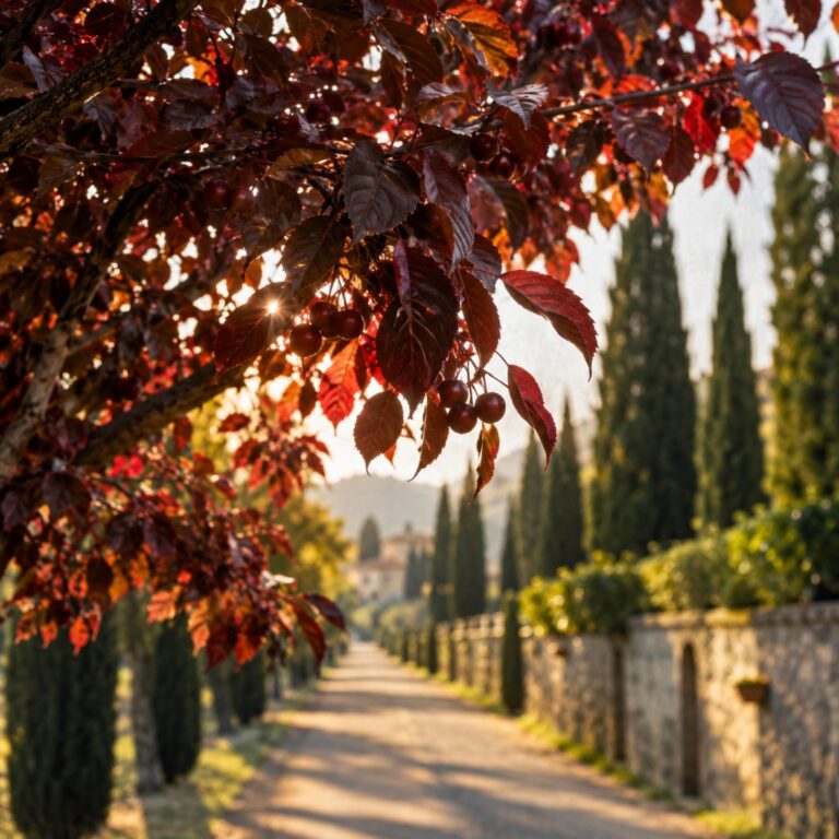 prunus cerasifera foglie rosse viale